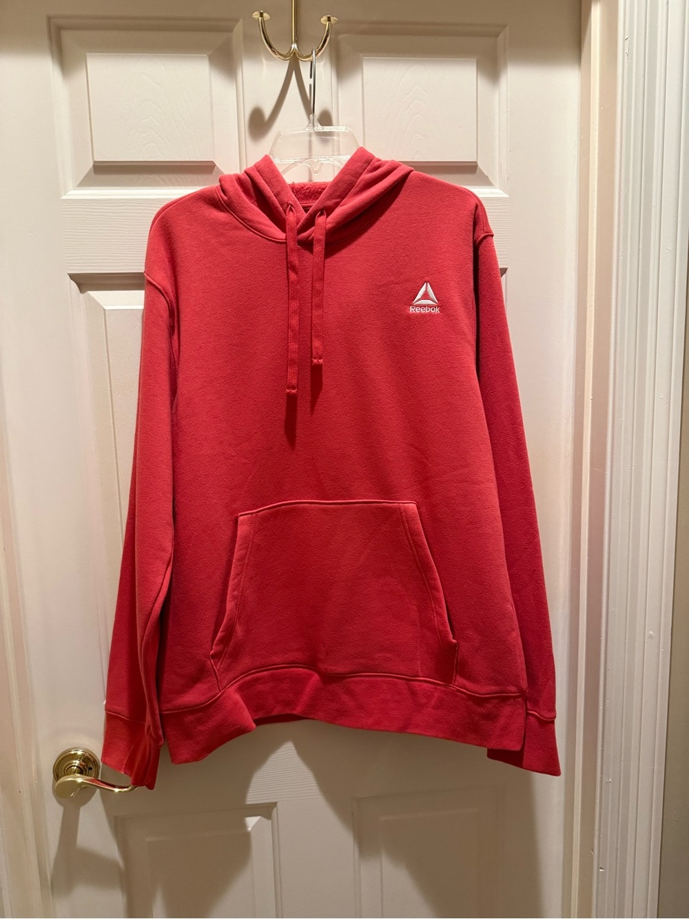 Reebok Men’s Coral-Red Crewneck Sweatshirt Hoodie with Logo sz L  NWT